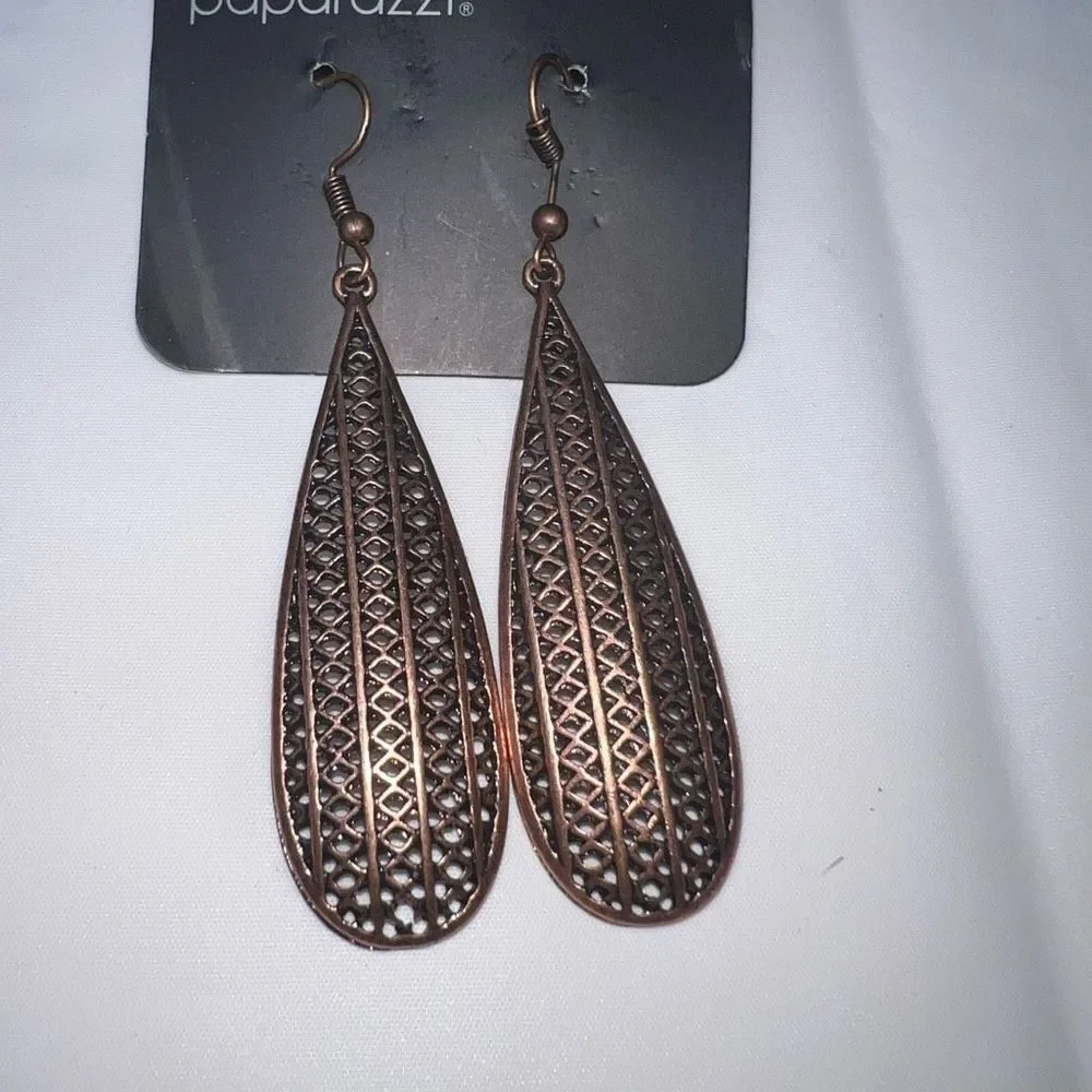 Paparazzi Copper Weave Oval Drop Earrings